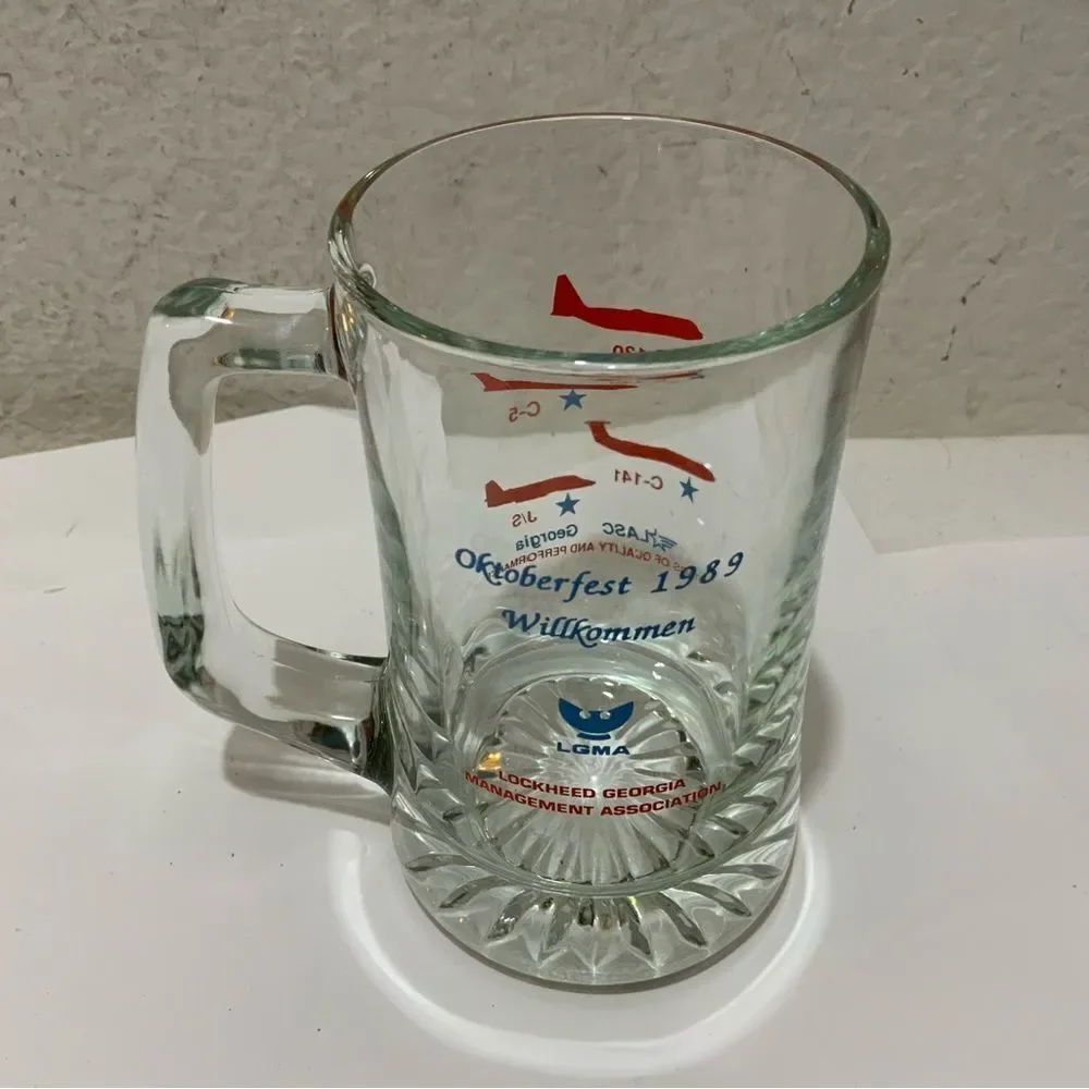 Vintage 1989 Octoberfest Lockheed Martin C-130 Hercules Glass Mug Beer Stein B6